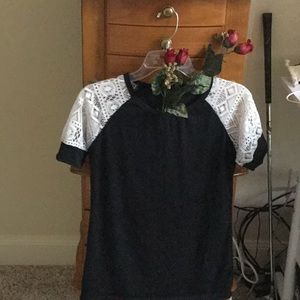 Black top with ivory lace